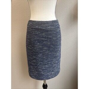 Banana Republic Skirt Tweed Pencil Blue Italian Fabric Knee Length Size 6 EUC
